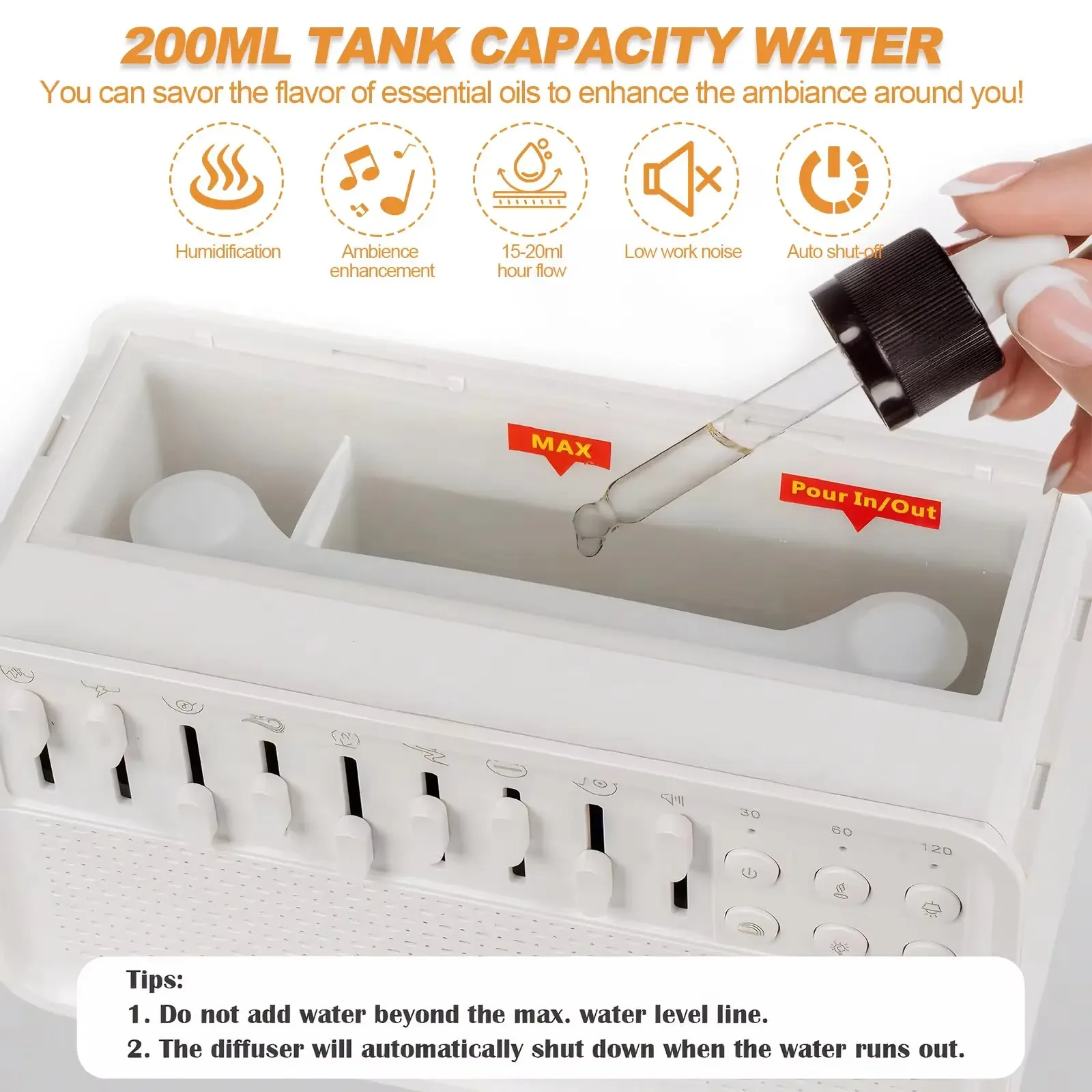 LED White Noise Speaker with 8 Nature Sounds Portable BT Speaker Rechargeable Aroma Diffuser Night Light for Home Creative Gift - Image 3