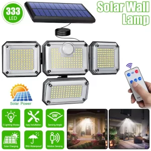 Powerful LED Solar Outdoor Led Courtyard Wall Lamp Rechargeable Human Body Induction Garden Terrace Garage Door Street Lighting