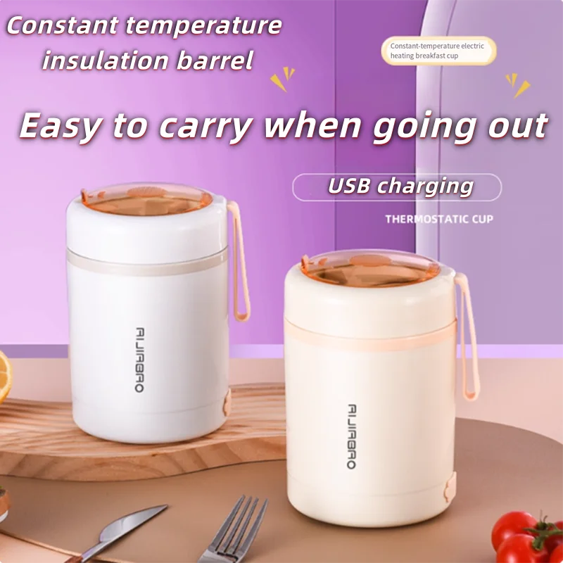 Constant temperature breakfast cup, portable soup cup, long-lasting heat preservation at work, outdoor heating, stainless steel