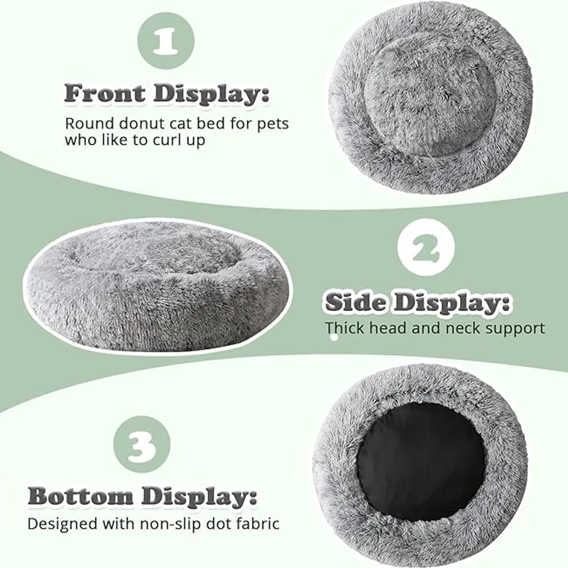 Plush Dog Bed Round Dog Bed Warm and Comfortable Pet Bed Machine Washable Non-Shedding Non-Dented Indoor Winter Pet Products - Image 5