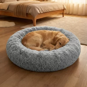 Plush Dog Bed Round Dog Bed Warm and Comfortable Pet Bed Machine Washable Non-Shedding Non-Dented Indoor Winter Pet Products