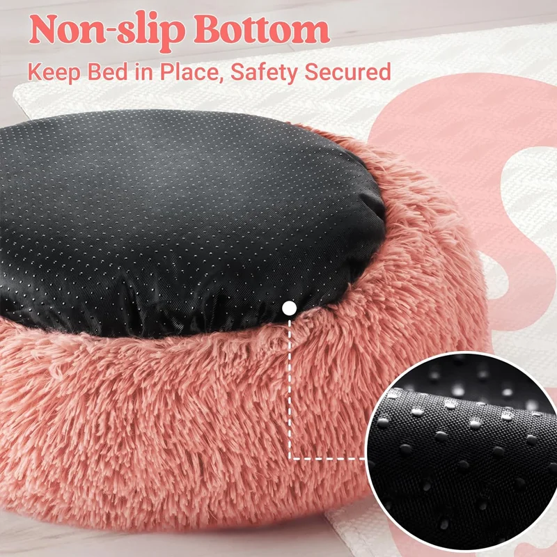 Plush Dog Bed Round Dog Bed Warm and Comfortable Pet Bed Machine Washable Non-Shedding Non-Dented Indoor Winter Pet Products - Image 3