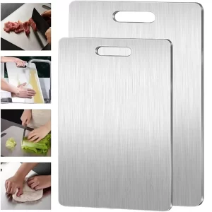 Stainless Steel Panel and Chopping Board Kitchen Household Thickened Double Sided Cutting Board Block Kneading Dough Board NEW